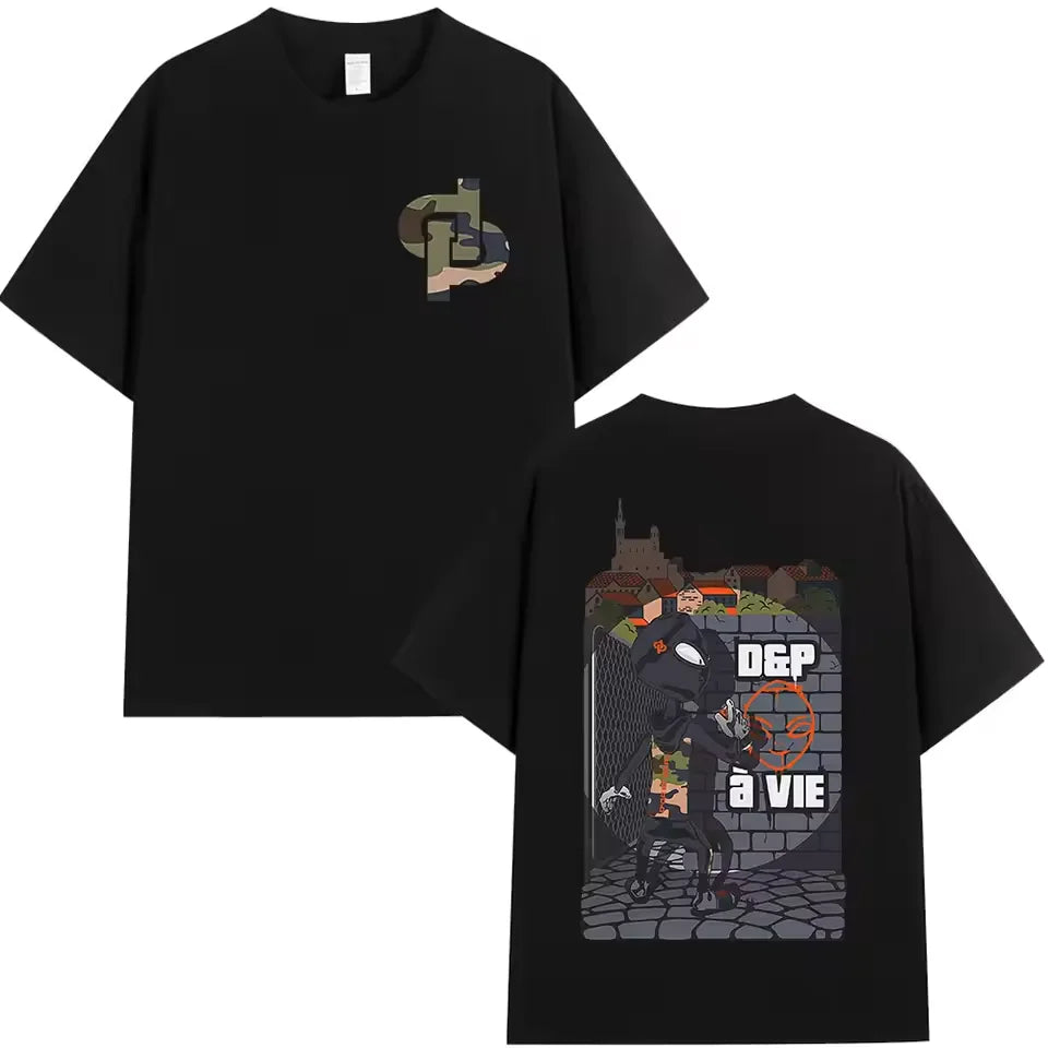 T-shirt Oversize Hip-Hop Unisexe à Imprimé Rap